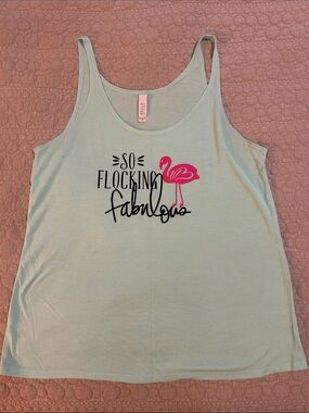 Bella Canvas Mint Tank Top with Pink Flamingo Graphic
